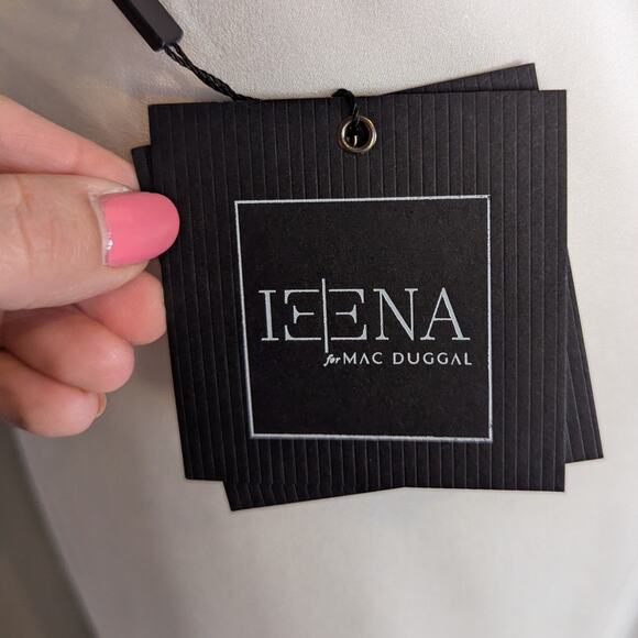 Ieena for Mac Duggal Sleeveless Crystal Scoop Neck Formal Wedding Dress White 2 - Picture 12 of 16